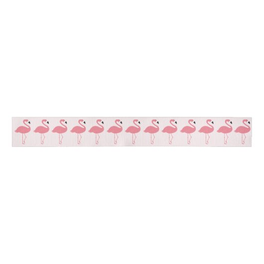 Roze Flamingo patroon Grosgrain Lint (Voorkant)