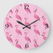 Roze Flamingo patroon Grote klok (Voorkant)