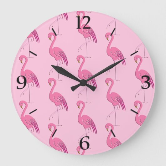  Roze Flamingo patroon Grote klok (Voorkant)