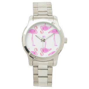 Roze Flamingo patroon Horloge