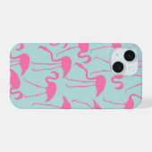 Roze Flamingo patroon iPhone 15 Case (Achterkant horizontaal)