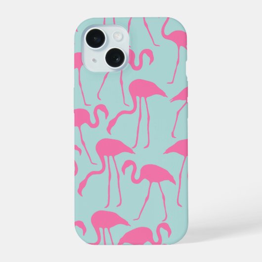 Roze Flamingo patroon iPhone 15 Case (Achterkant)