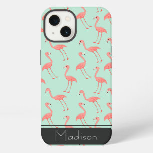 Roze Flamingo patroon Jouw namen toevoegen iPhone 13 Hoesje