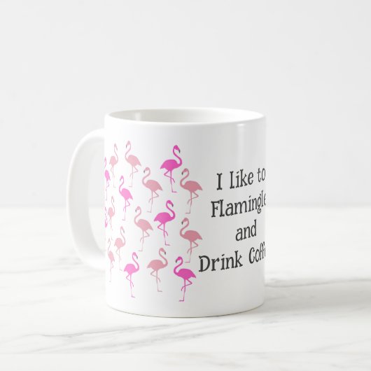 Roze Flamingo patroon Koffiemok (Voorkant links)