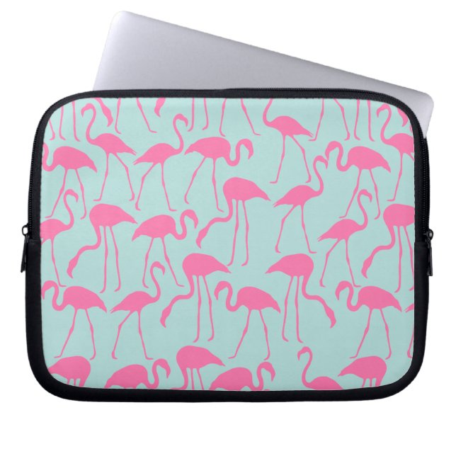 Roze Flamingo patroon Laptop Sleeve (Voorkant)