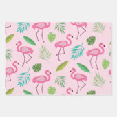 Roze flamingo patroon met tropische bladeren inpakpapier vel (Voorkant 3)