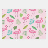 Roze flamingo patroon met tropische bladeren inpakpapier vel (Voorkant 2)