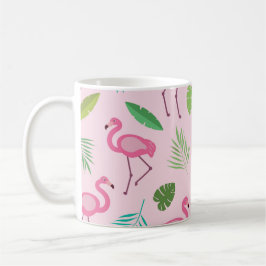 Roze Flamingo patroon met tropische bladeren Koffiemok