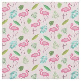 Roze Flamingo patroon met tropische bladeren Stof