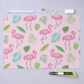 Roze flamingo patroon met tropische bladeren tissuepapier (Craft)