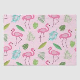 Roze flamingo patroon met tropische bladeren tissuepapier