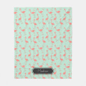 Roze Flamingo patroon met voornaam Fleece Deken (Voorkant)