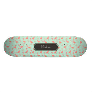 Roze Flamingo patroon met voornaam Persoonlijk Skateboard