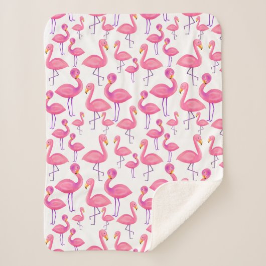 Roze Flamingo patroon Modern Sherpa Deken (Voorkant)