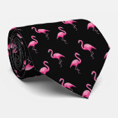 Roze Flamingo Patroon Moderne Trendy Tropisch Stropdas (Opgerold)