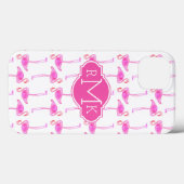 Roze Flamingo patroon | Monogram Case-Mate iPhone Case (Achterkant (horizontaal))