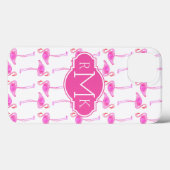 Roze Flamingo patroon | Monogram Case-Mate iPhone Case (Achterkant (horizontaal))
