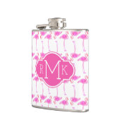 Roze Flamingo patroon | Monogram Heupfles (Links)