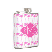 Roze Flamingo patroon | Monogram Heupfles (Rechts)