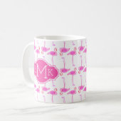 Roze Flamingo patroon | Monogram Koffiemok (Voorkant links)