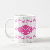 Roze Flamingo patroon | Monogram Koffiemok (Links)