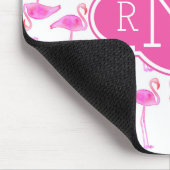 Roze Flamingo patroon | Monogram Muismat (Hoek)