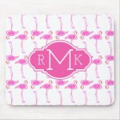 Roze Flamingo patroon | Monogram Muismat (Voorkant)