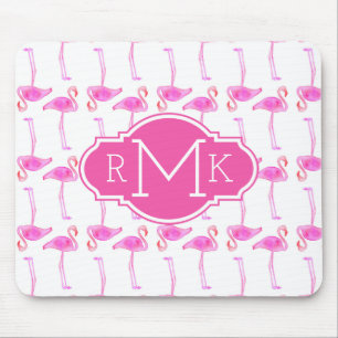 Roze Flamingo patroon   Monogram Muismat