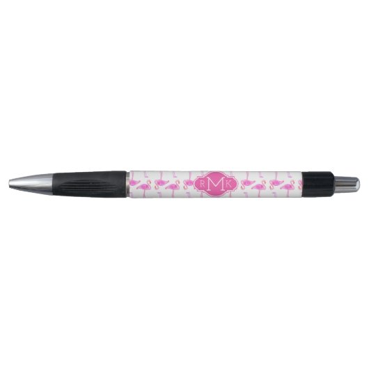 Roze Flamingo patroon | Monogram Pen (Voorkant)