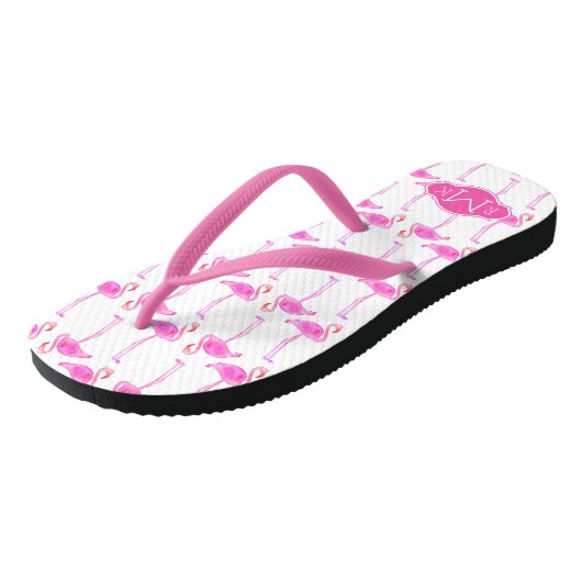 Roze Flamingo patroon | Monogram Teenslippers (Schuin)