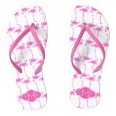 Roze Flamingo patroon | Monogram Teenslippers (Voetbed)