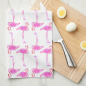 Roze Flamingo patroon | Monogram Theedoek (Quarter Fold)