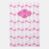 Roze Flamingo patroon | Monogram Theedoek (Verticaal)