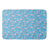 Roze Flamingo patroon op blauw Badmat (Voorkant)