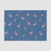 roze flamingo patroon op blauw tissuepapier (Voorkant)