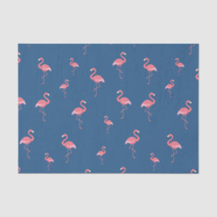 roze flamingo patroon op blauw tissuepapier