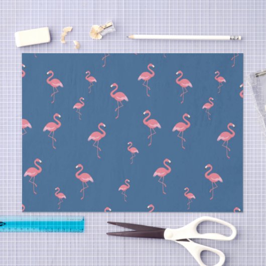 roze flamingo patroon op blauw tissuepapier (Craft)
