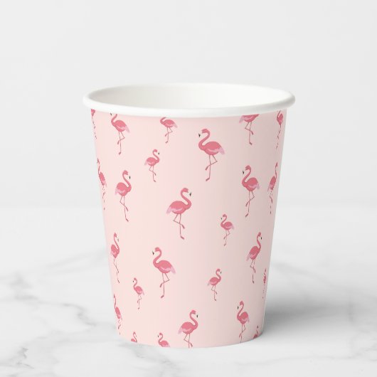 roze flamingo patroon papieren bekers (Achterkant)