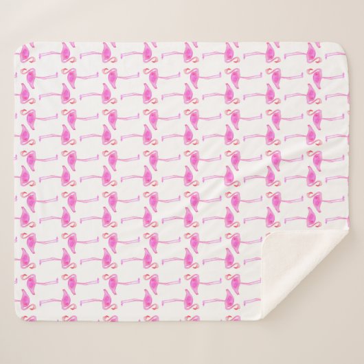 Roze Flamingo patroon Sherpa Deken (Voorkant (horizontaal))