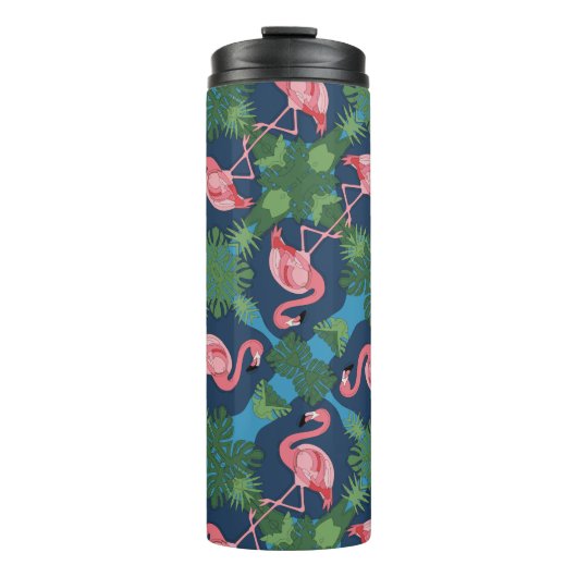 Roze Flamingo patroon Thermosbeker (Voorkant)