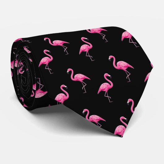 Roze flamingo patroon trendy tropisch modern stropdas (Opgerold)
