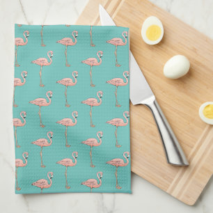 Roze Flamingo patroon Tropische Retro Pick Kleur Theedoek