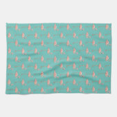 Roze Flamingo patroon Tropische Retro Pick Kleur Theedoek (Horizontaal)