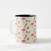 Roze Flamingo patroon Tweekleurige Koffiemok (Voorkant links)