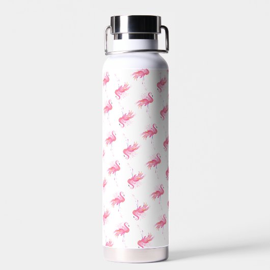 Roze Flamingo patroon Waterfles (Achterkant)