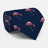 Roze Flamingo patroon Wijn Drinker Cute Stropdas (Opgerold)