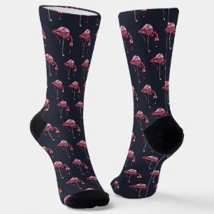 Roze Flamingo Patroon Wijn Drinker Grappig Nieuw Sokken
