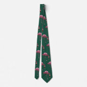 Roze Flamingo patroon Wijn Drinker Green Novelty Stropdas (Achterkant)