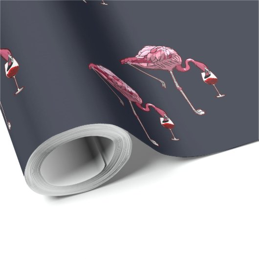 Roze Flamingo patroon Wijnliefhebber Grappig Cadeaupapier (Rol Hoek)