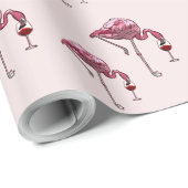 Roze Flamingo patroon Wine Drinker Funny Cadeaupapier (Rol Hoek)